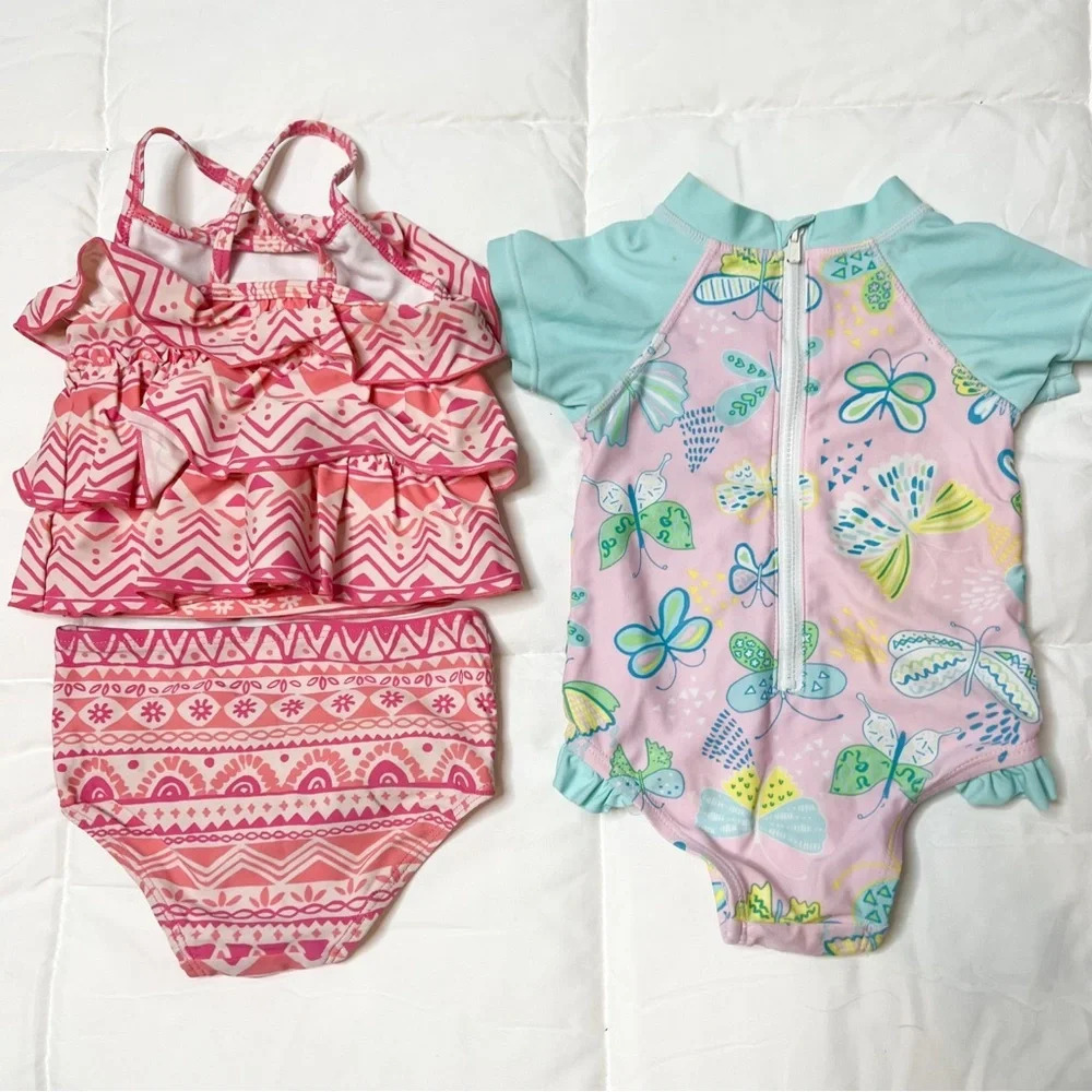 Bundle of 2 Baby Girl 9-12 Month One Piece Swimsuits - Picture 4 of 6